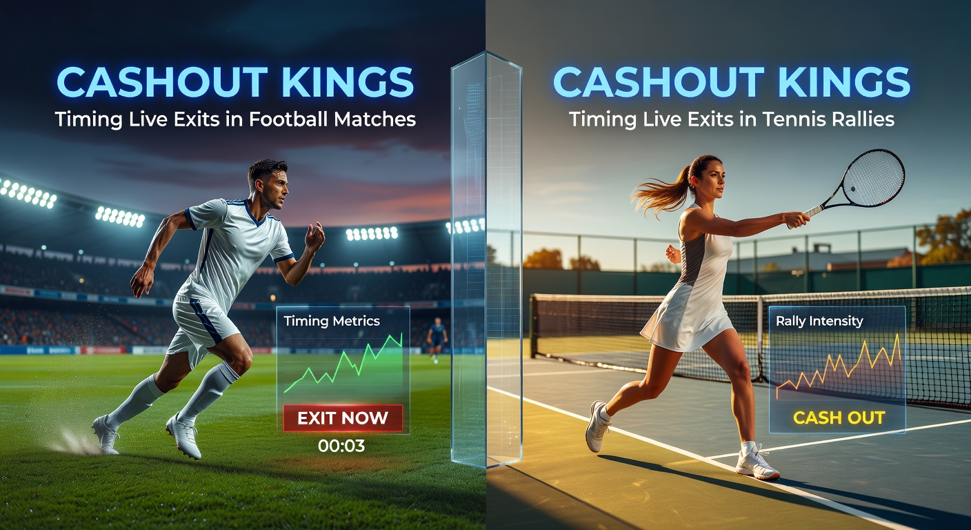 Fußballspieler in Action während eines Live-Matches mit Cashout-Overlay auf dem Bildschirm, das den kritischen Moment des Timings zeigt